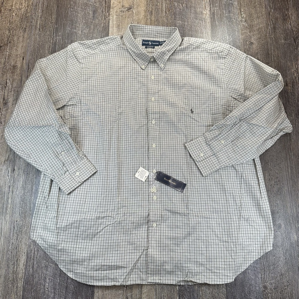 NWT Polo Ralph Lauren Classic Fit Long Sleeve Button Down White Gray Check Shirt